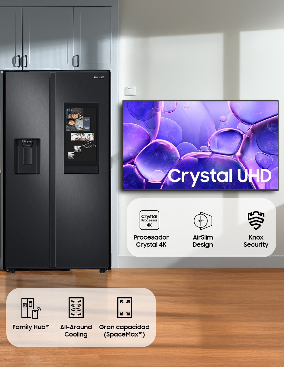 Combo refrigerador dúplex Samsung 27 pies cúbicos fábrica de hielo F-RS27T5BUN5U8 + Pantalla Smart TV 50 pulgadas