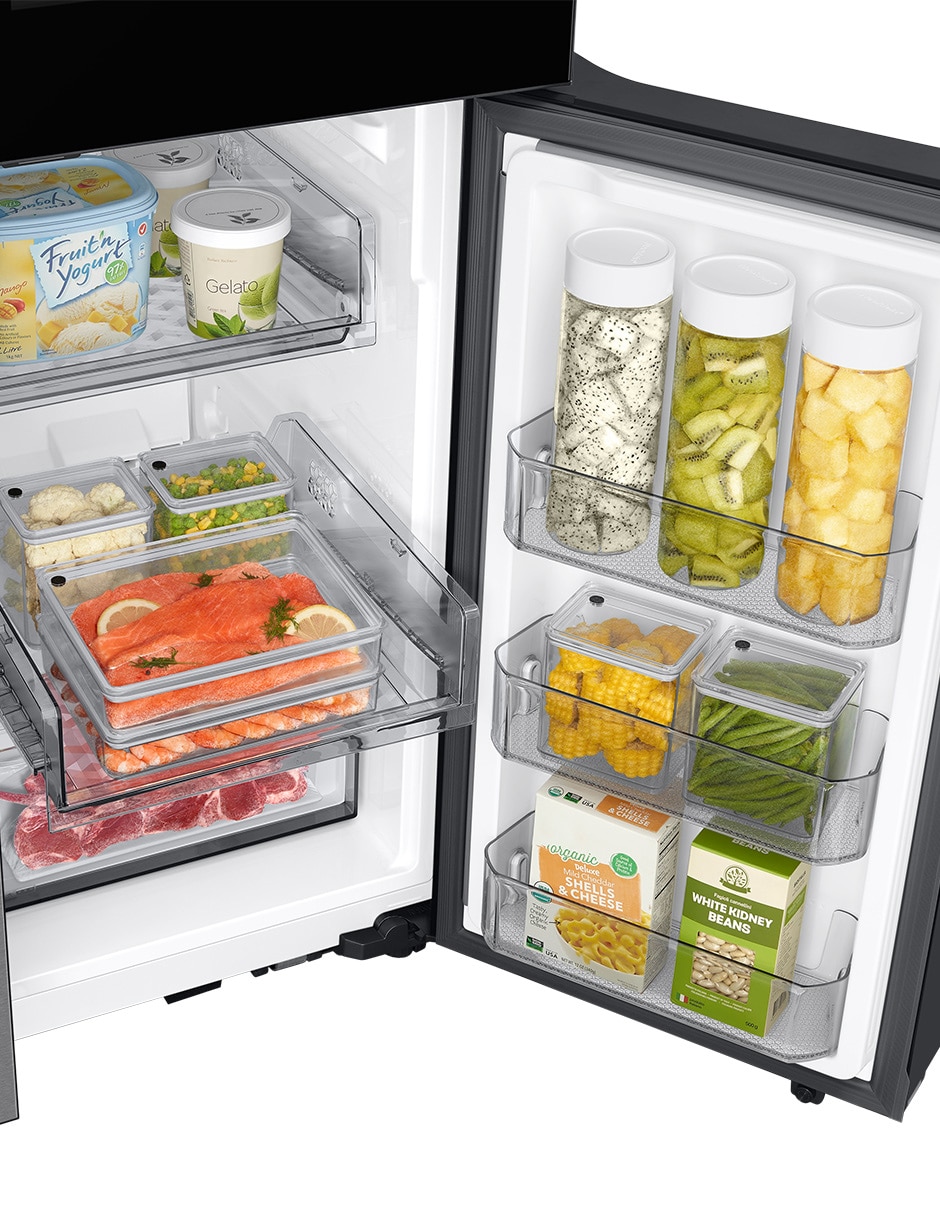 Combo refrigerador french door + Pantalla Smart TV Bespoke 23 pies cúbicos fábrica de hielo F-RF23B9UN50U8 9