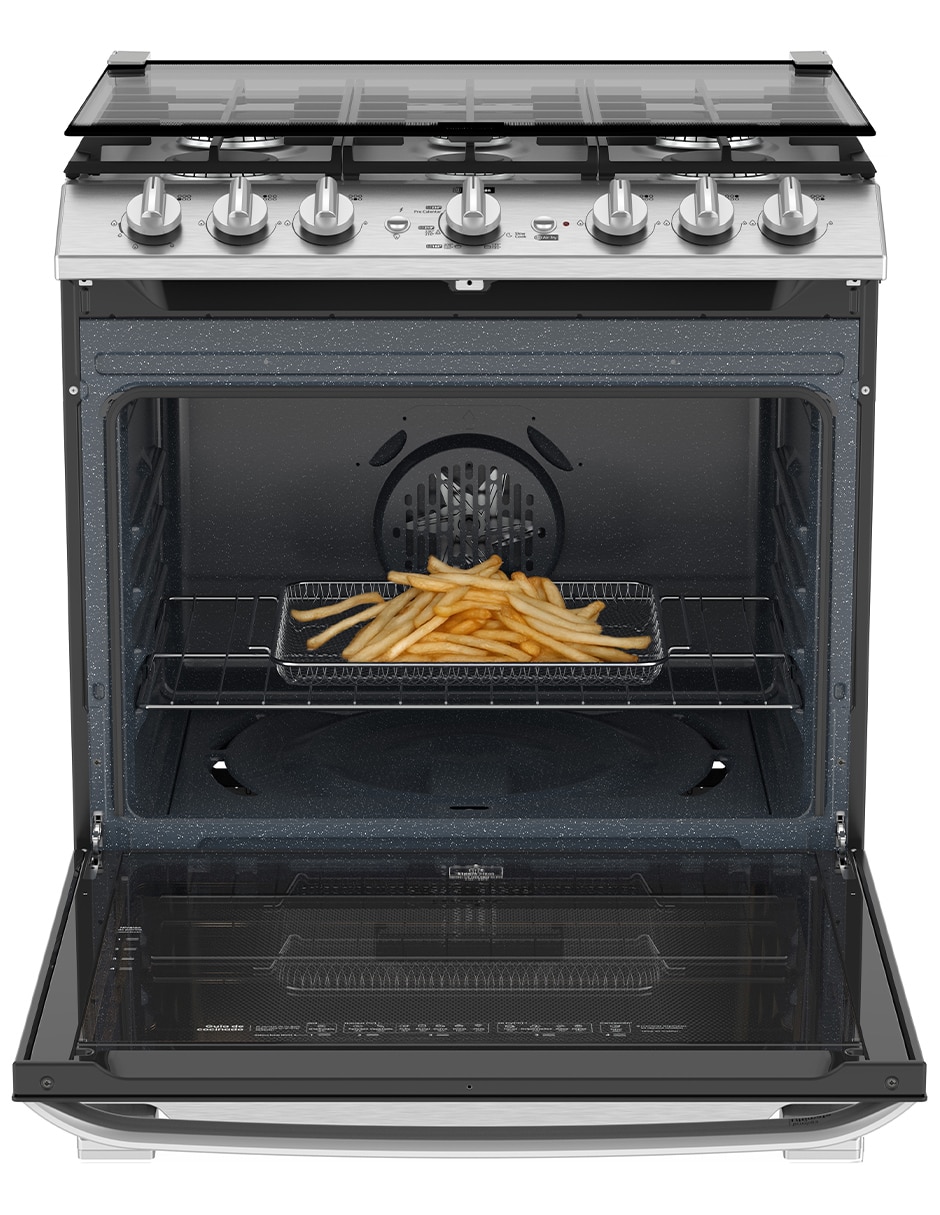 Estufa a mabe air fry 75.80cm emha76jss0cm76ss de quemadores