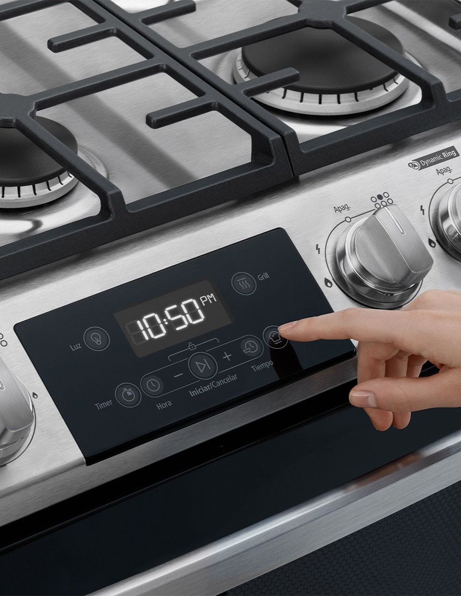 Estufa de piso a gas LP Mabe Air Fry 75.8 cm EMHA7614DATSS0 de 6 quemadores