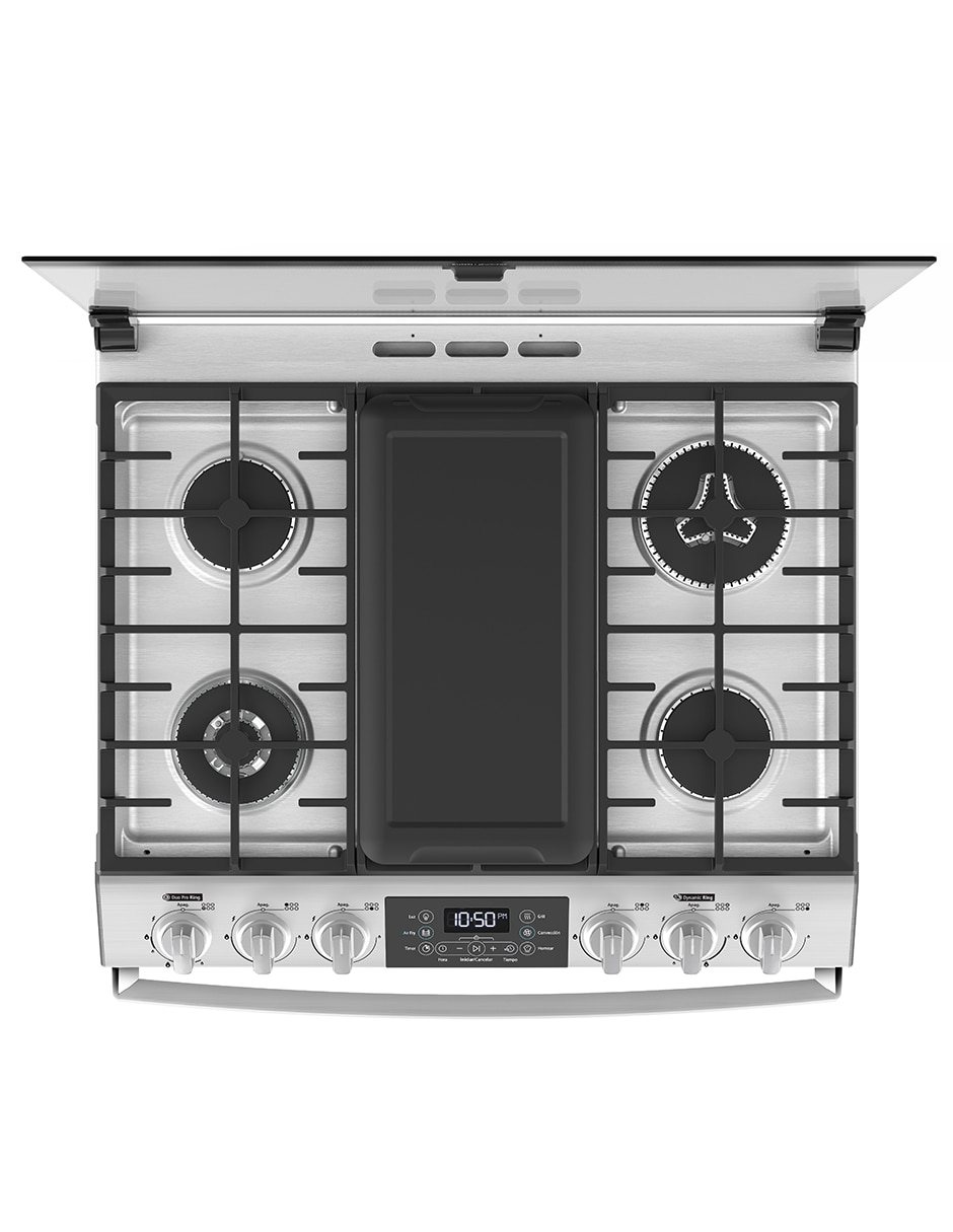 Estufa de piso a gas LP Mabe Air Fry 75.8 cm EMHA7614DATSS0 de 6 quemadores