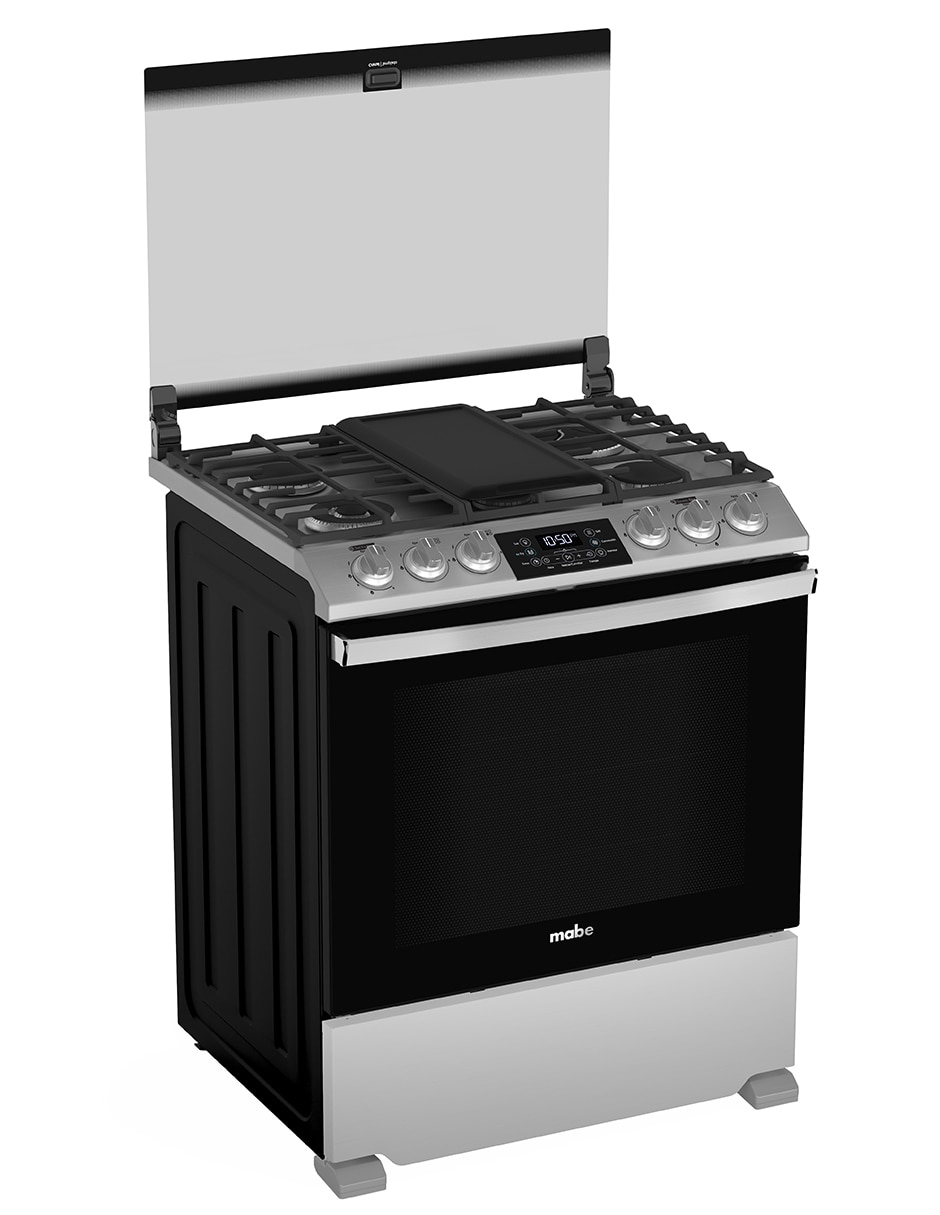 Estufa de piso a gas LP Mabe Air Fry 75.8 cm EMHA7614DATSS0 de 6 quemadores