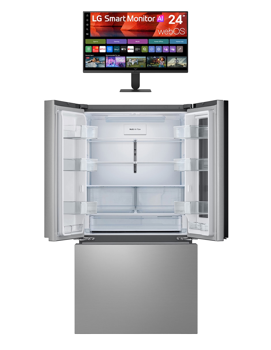 Combo Refrigerador Lg 32 pies inverter y fábrica de hielos GM90FQP.24U511SB + Monitor smart Lg 24 pulgadas