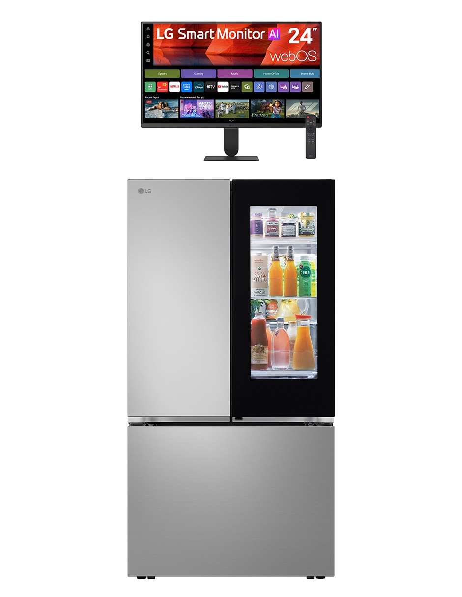 LG Combo Refrigerador Lg 32 pies inverter y fábrica de hielos GM90FQP.24U511SB + Monitor smart Lg 24 pulgadas