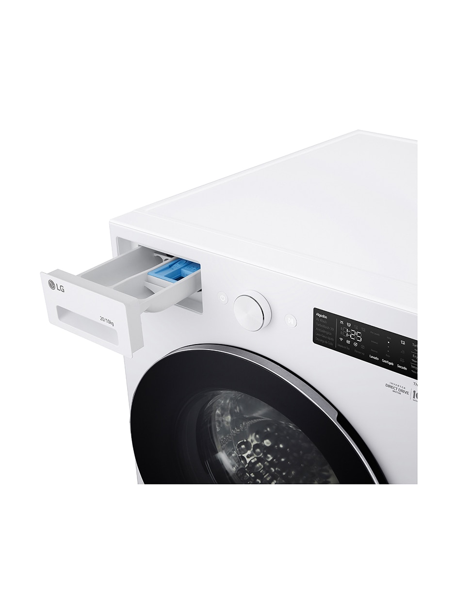 Lavasecadora LG eléctrica 20 kg 10 kg WD20EWNTS6P