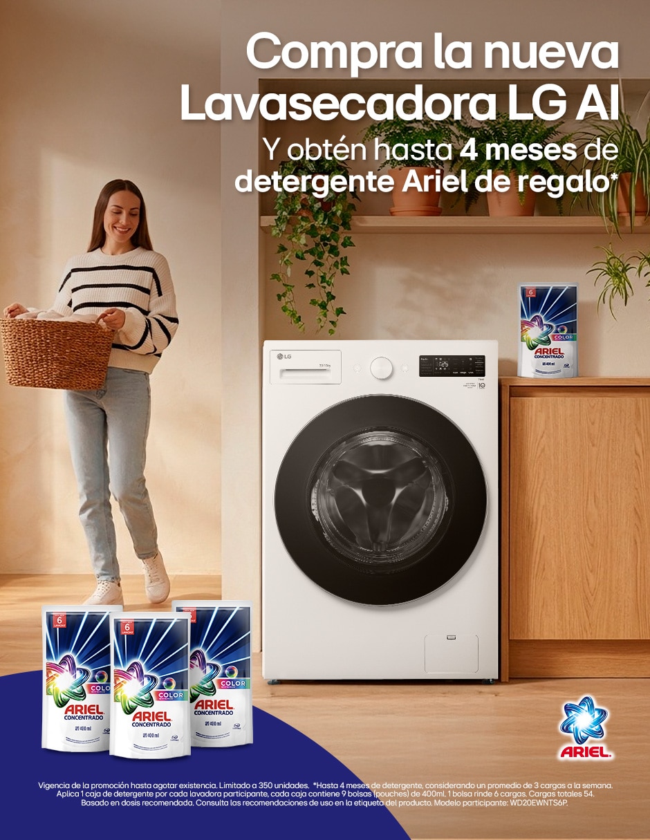 Lavasecadora LG eléctrica 20 kg 10 kg WD20EWNTS6P