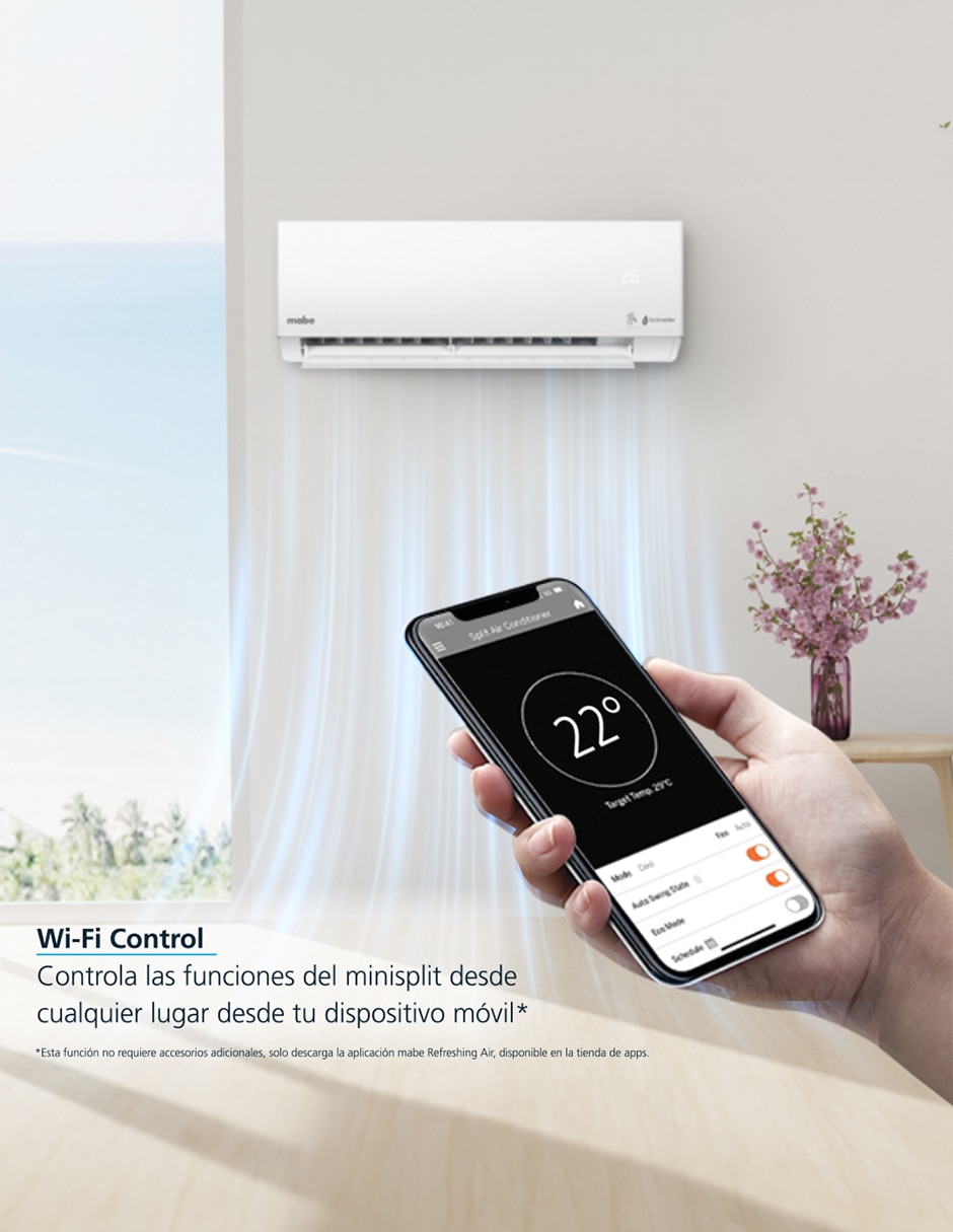 Aire acondicionado mini split inverter Mabe Inverter frío y calor 12000 btu MMI12HABWCA32BM2 115 v
