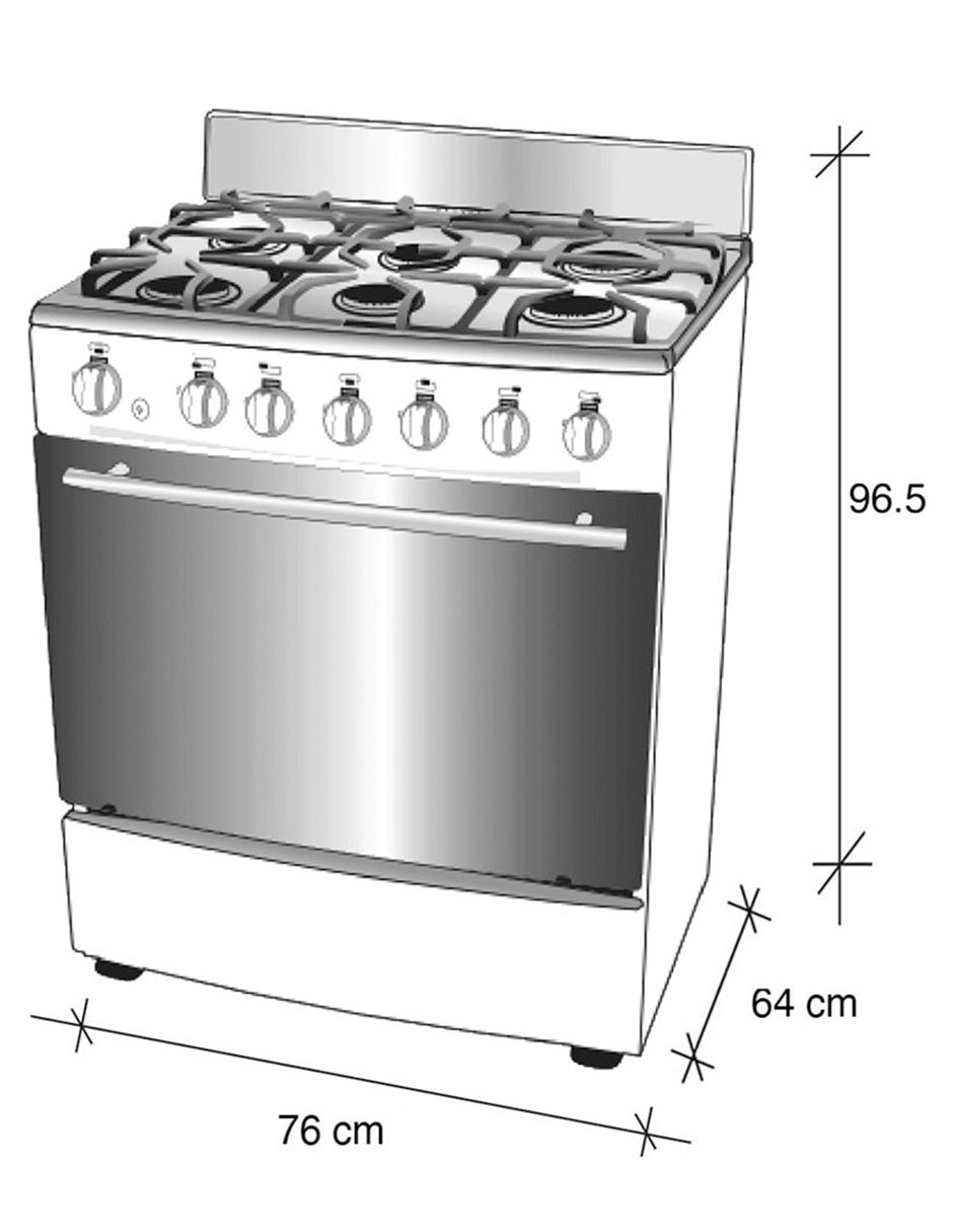 Estufa a gas natural/lp 76 EK-1131 CA-IIRIC de 6 quemadores 6