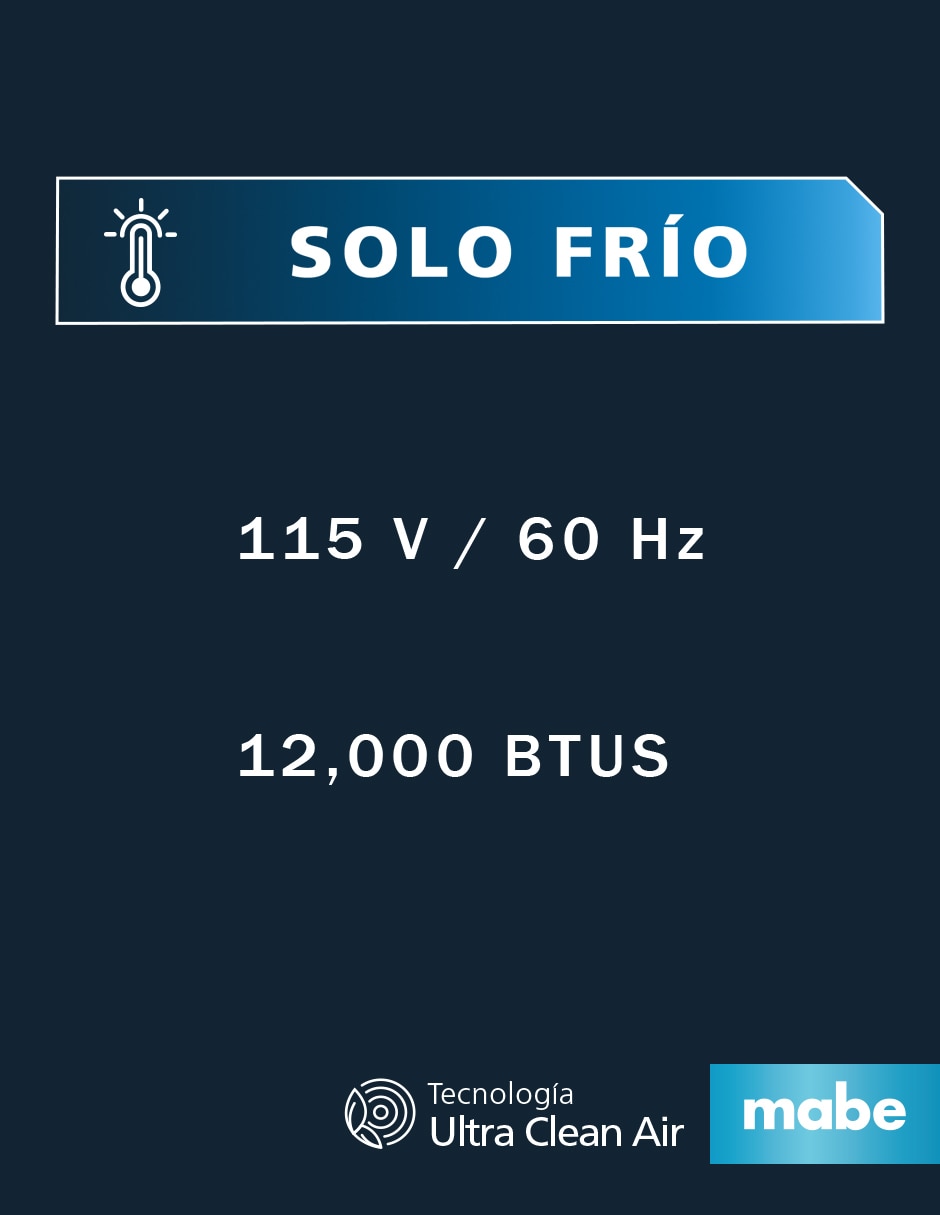 Aire acondicionado mini split inverter Mabe frío 12000 BTU MMI12CABWCA32BM2 115 V