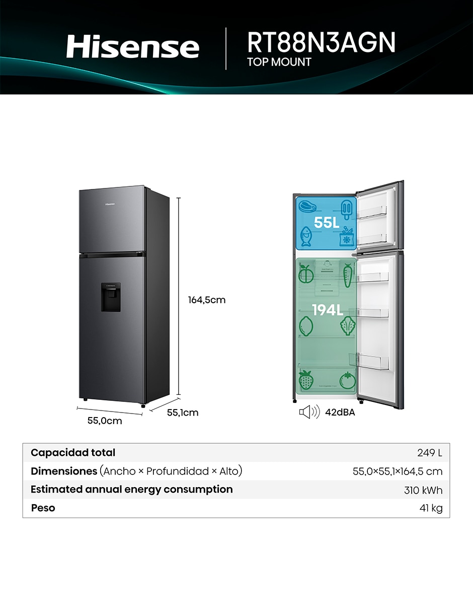 Refrigerador Top mount Tecnología No Frost y No RT88N3AGN 15