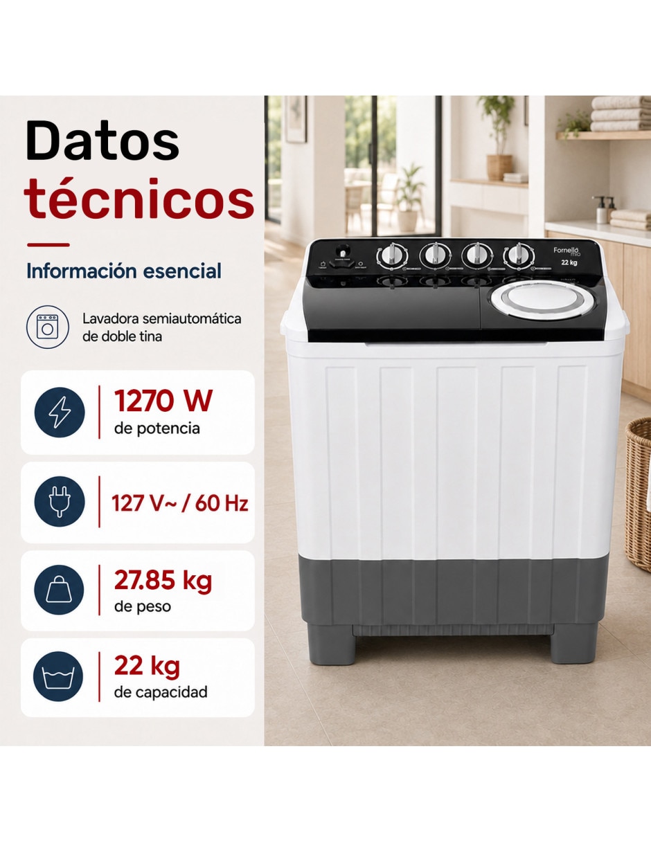 Lavadora semiautomática carga superior