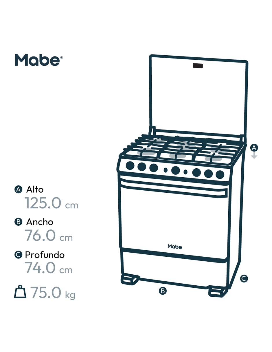 Estufa de piso a Gas LP 75.80 cm EMHA7602JSCM76SS de 6 quemadores 17