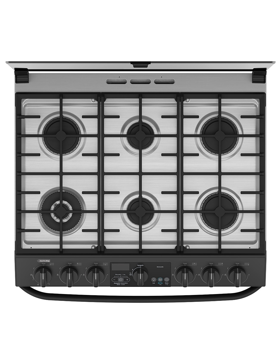 Estufa de piso a gas LP Mabe Air Fry 75.8 cm EMHA7613DBS0 de 6 quemadores